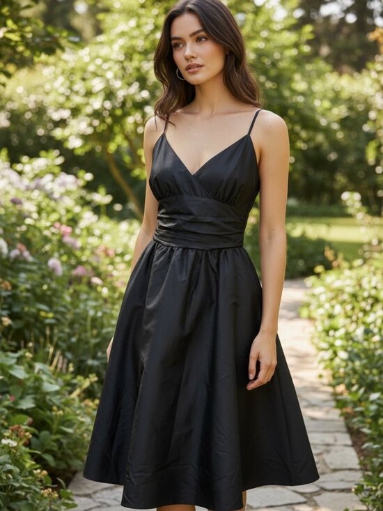 M.S.S.P. Dresses & Skirts - MSSP Max Studio Womens L Black Silk Blend Cocktail Party Midi Dress Tie Bow